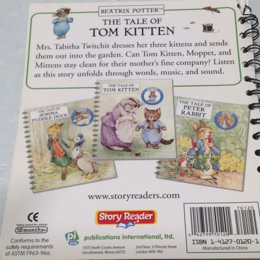 Beatrix Potter Spiral Books The Tale Of Tom Kitten & The Tale Of Puddle-Duck​